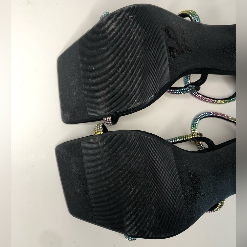 Coconuts by Matisse Open Toe Suede Rainbow Rhinestone Stiletto Heel Size 6.5 - Picture 9 of 11